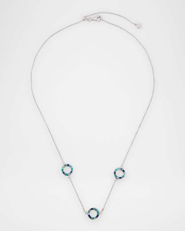 Lapis, Blue MOP and Turquoise Dash Circle Triple Station Necklace